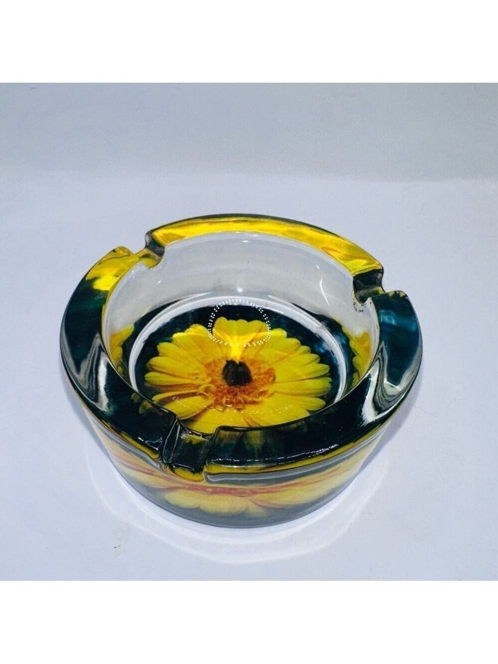 RARE Vintage Small Mid-Century Modern MCM Glass Ashtray 3 Slot
